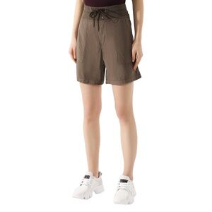 James Perse Women's Brown Drawstring Waistband Rolled Hem Poplin‎ Short Size 1